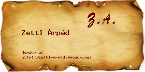 Zettl Árpád névjegykártya